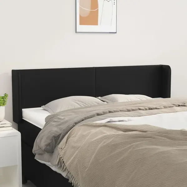 Gossi tablie de pat cu aripioare negru 147x16x78/88cm piele ecologica