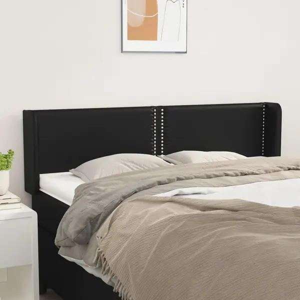 Gossi tablie de pat cu aripioare negru 147x16x78/88cm piele ecologica