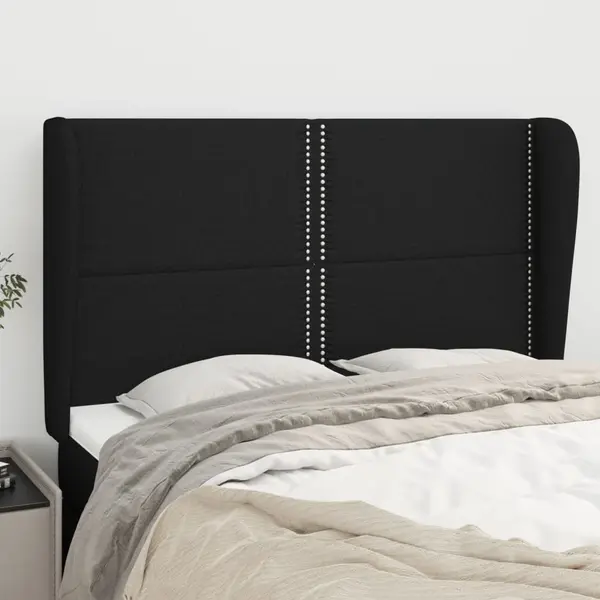 Gossi tablie de pat cu aripioare, negru, 147x23x118/128 cm, textil