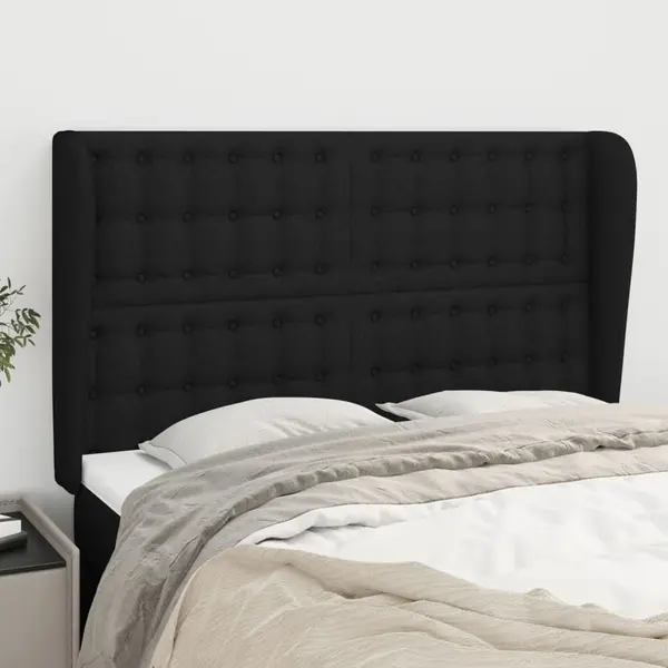 Gossi tablie de pat cu aripioare, negru, 147x23x118/128 cm, textil