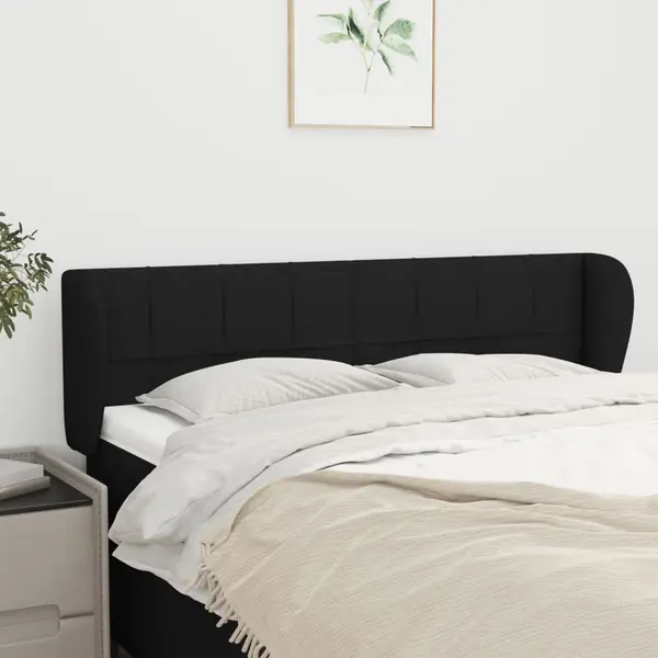 Gossi tablie de pat cu aripioare negru 147x23x78/88 cm textil