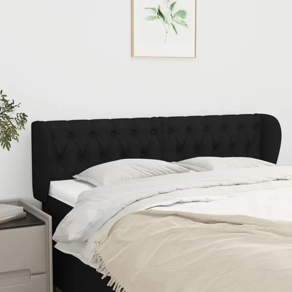 Gossi tablie de pat cu aripioare negru 147x23x78/88 cm textil