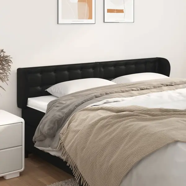 Gossi tablie de pat cu aripioare negru 163x23x78/88cm piele ecologica
