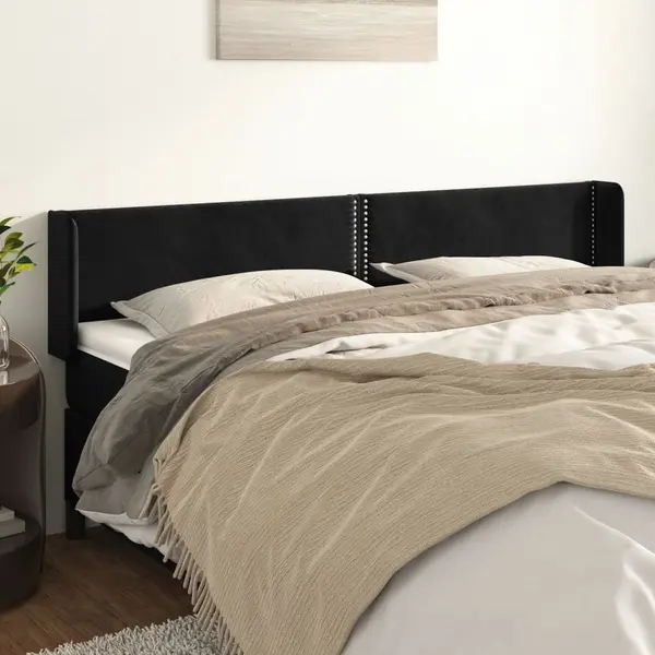 Gossi tablie de pat cu aripioare negru 183x16x78/88 cm catifea
