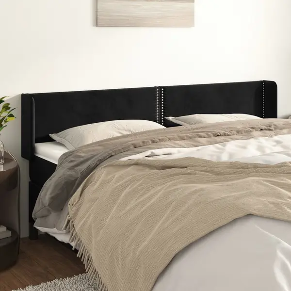 Gossi tablie de pat cu aripioare negru 203x16x78/88 cm catifea