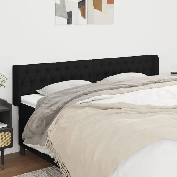 Gossi tablie de pat cu aripioare negru 203x16x78/88 cm textil