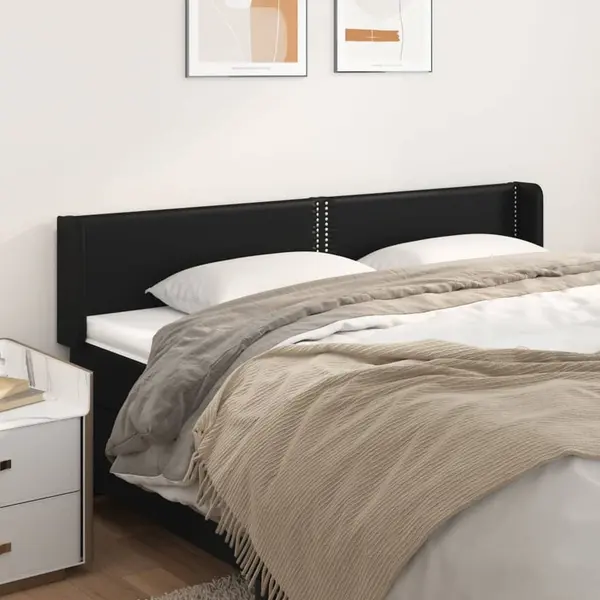 Gossi tablie de pat cu aripioare negru 203x16x78/88cm piele ecologica