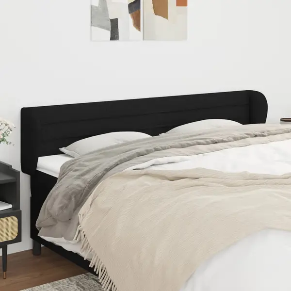 Gossi tablie de pat cu aripioare negru 203x23x78/88 cm textil