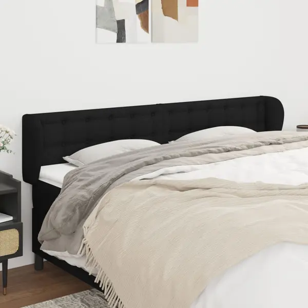 Gossi tablie de pat cu aripioare negru 203x23x78/88 cm textil
