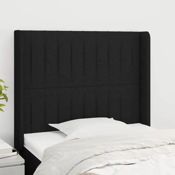 Gossi tablie de pat cu aripioare, negru, 83x16x118/128 cm, textil