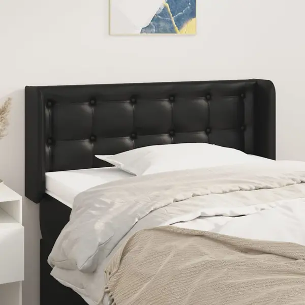 Gossi tablie de pat cu aripioare negru 83x16x78/88 cm piele ecologica