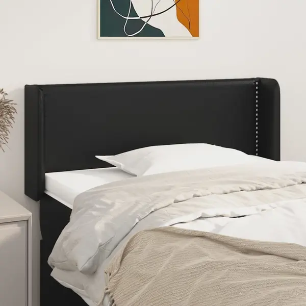 Gossi tablie de pat cu aripioare negru 83x16x78/88 cm piele ecologica