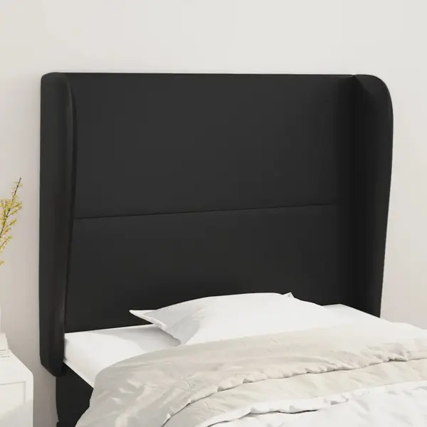 Gossi tablie de pat cu aripioare, negru, 83x23x118/128 cm, piele eco