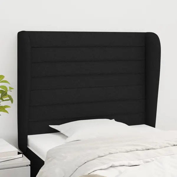 Gossi tablie de pat cu aripioare, negru, 83x23x118/128 cm, textil