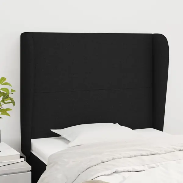 Gossi tablie de pat cu aripioare, negru, 83x23x118/128 cm, textil