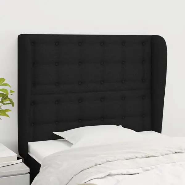 Gossi tablie de pat cu aripioare, negru, 83x23x118/128 cm, textil