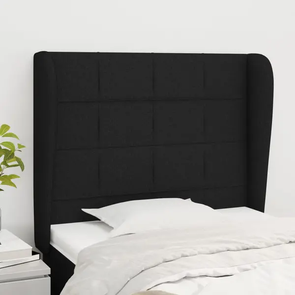 Gossi tablie de pat cu aripioare, negru, 83x23x118/128 cm, textil
