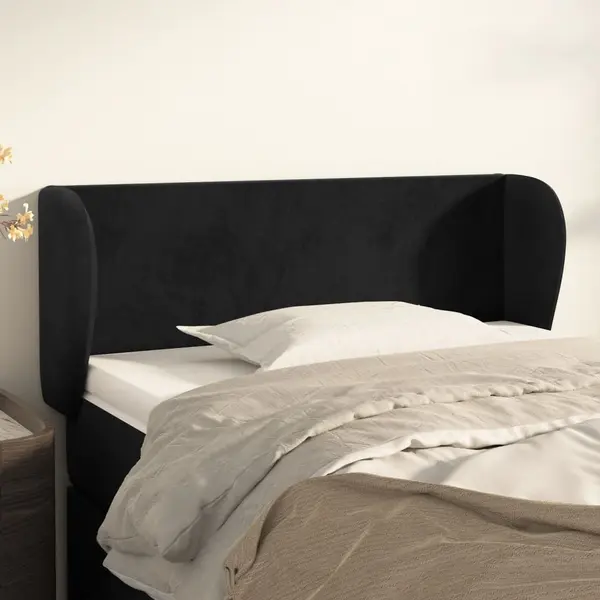 Gossi tablie de pat cu aripioare negru 83x23x78/88 cm catifea