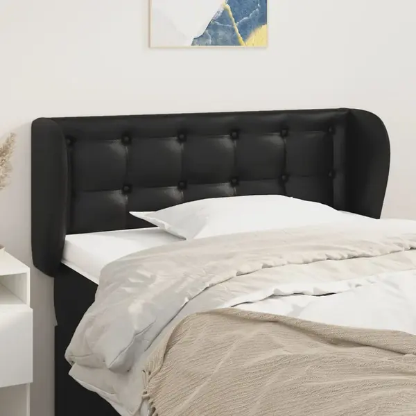 Gossi tablie de pat cu aripioare negru 83x23x78/88 cm piele ecologica