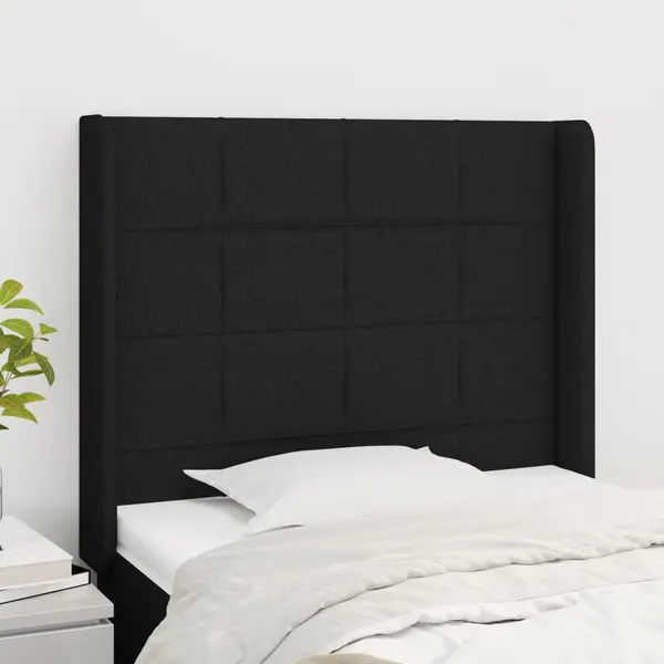 Gossi tablie de pat cu aripioare, negru, 93x16x118/128 cm, textil