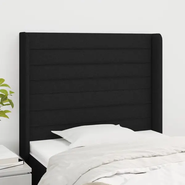 Gossi tablie de pat cu aripioare, negru, 93x16x118/128 cm, textil