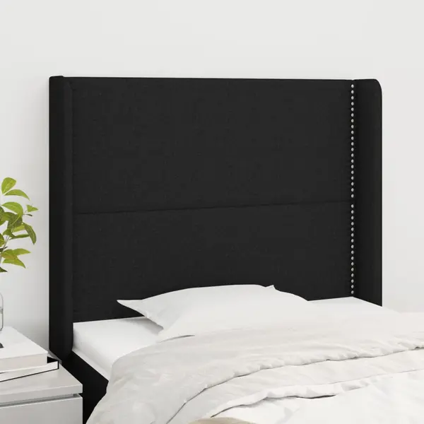 Gossi tablie de pat cu aripioare, negru, 93x16x118/128 cm, textil