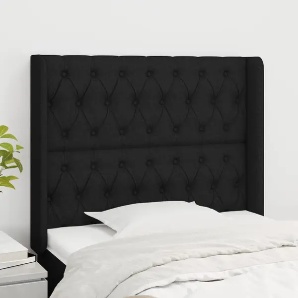 Gossi tablie de pat cu aripioare, negru, 93x16x118/128 cm, textil