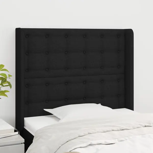 Gossi tablie de pat cu aripioare, negru, 93x16x118/128 cm, textil