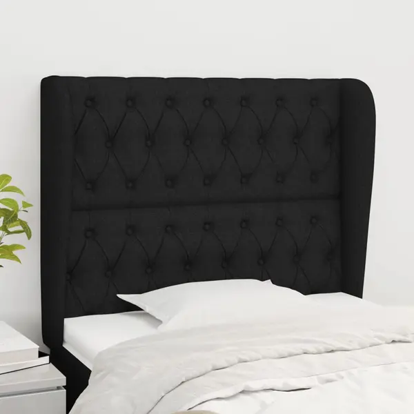 Gossi tablie de pat cu aripioare, negru, 93x23x118/128 cm, textil