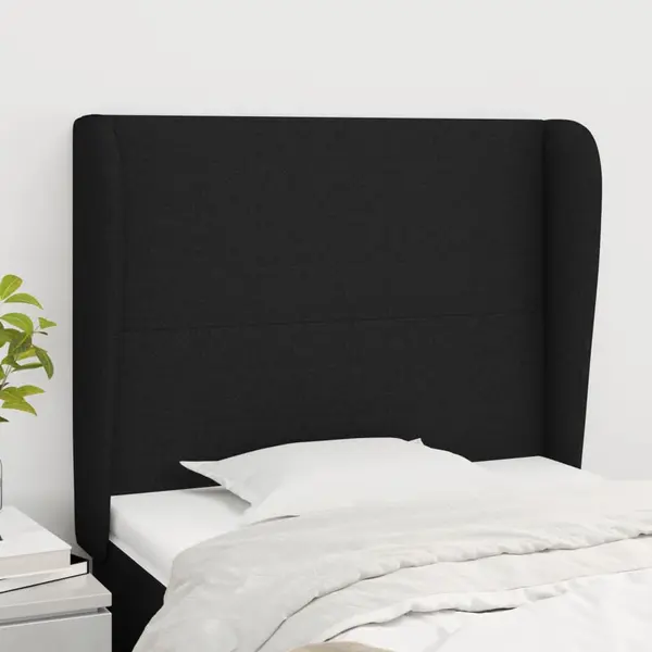 Gossi tablie de pat cu aripioare, negru, 93x23x118/128 cm, textil