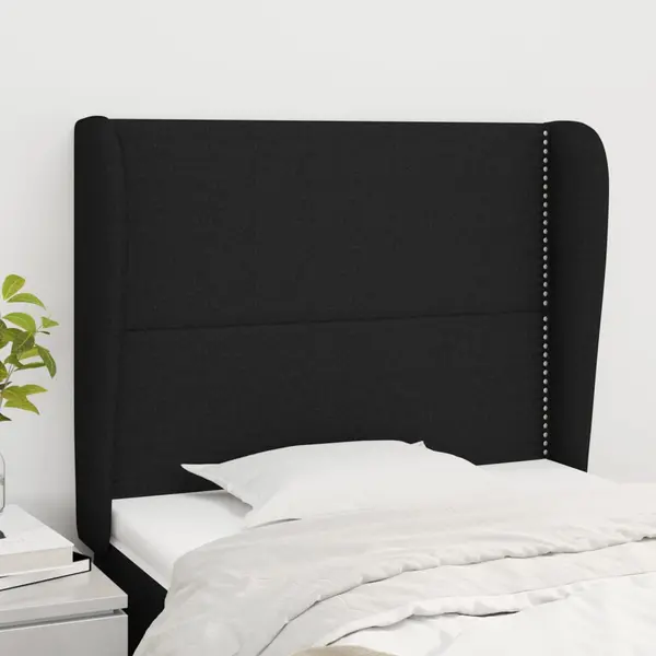 Gossi tablie de pat cu aripioare, negru, 93x23x118/128 cm, textil