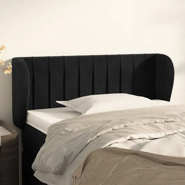 Gossi tablie de pat cu aripioare negru 93x23x78/88 cm catifea