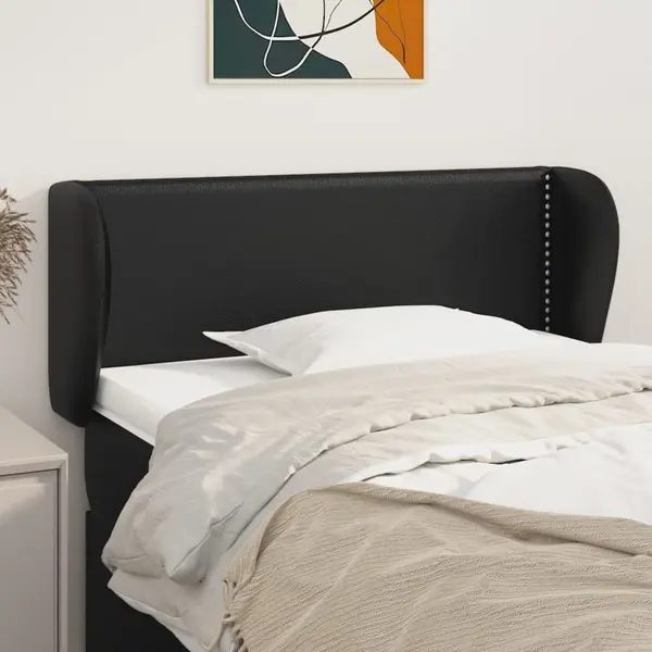 Gossi tablie de pat cu aripioare negru 93x23x78/88 cm piele ecologica