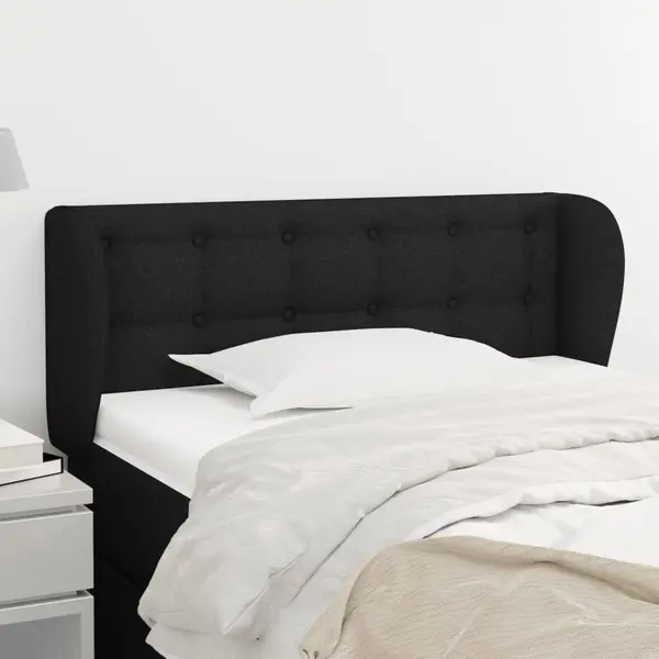 Gossi tablie de pat cu aripioare negru 93x23x78/88 cm textil