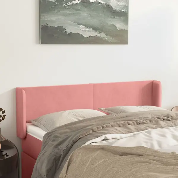 Gossi tablie de pat cu aripioare roz 147x16x78/88 cm catifea