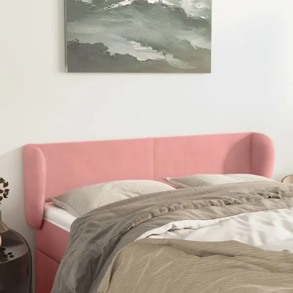 Gossi tablie de pat cu aripioare roz 147x23x78/88 cm catifea