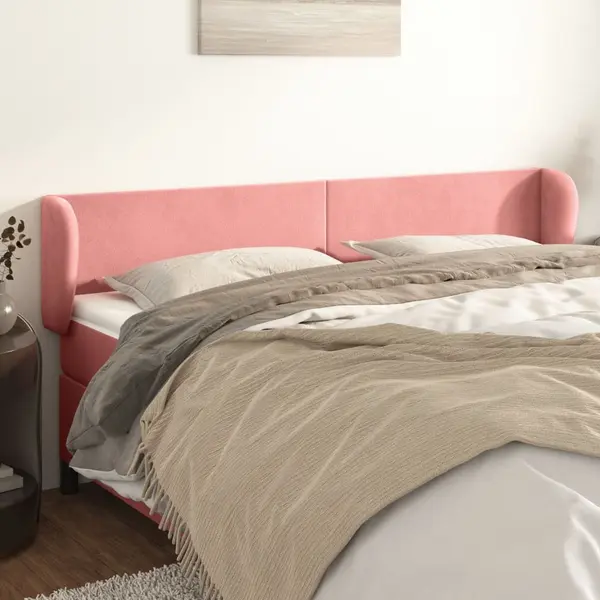 Gossi tablie de pat cu aripioare roz 183x23x78/88 cm catifea