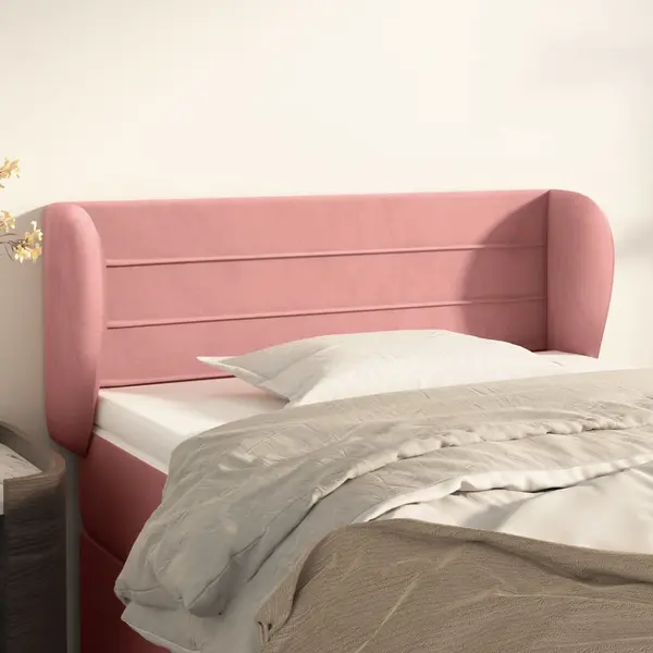 Gossi tablie de pat cu aripioare roz 83x23x78/88 cm catifea