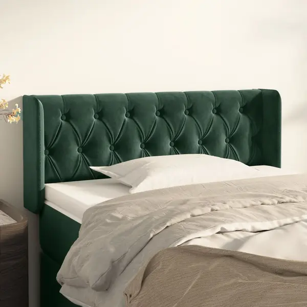 Gossi tablie de pat cu aripioare verde inchis 103x16x78/88 cm catifea
