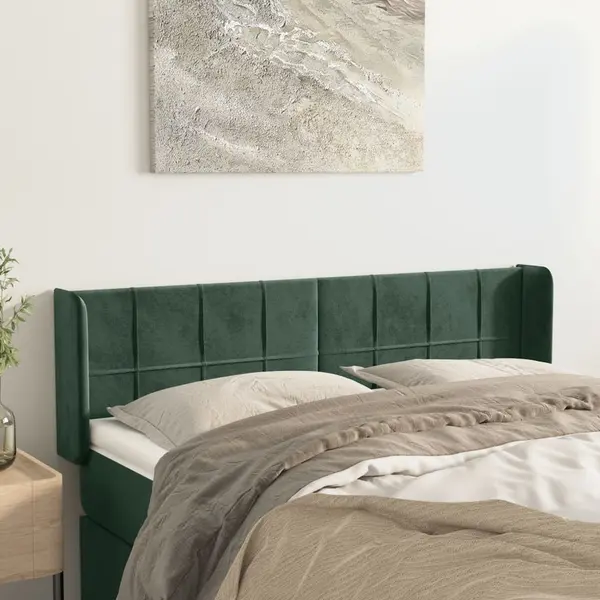 Gossi tablie de pat cu aripioare verde inchis 147x16x78/88 cm catifea