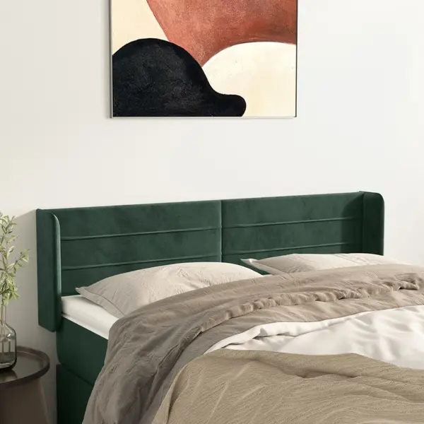 Gossi tablie de pat cu aripioare verde inchis 147x16x78/88 cm catifea