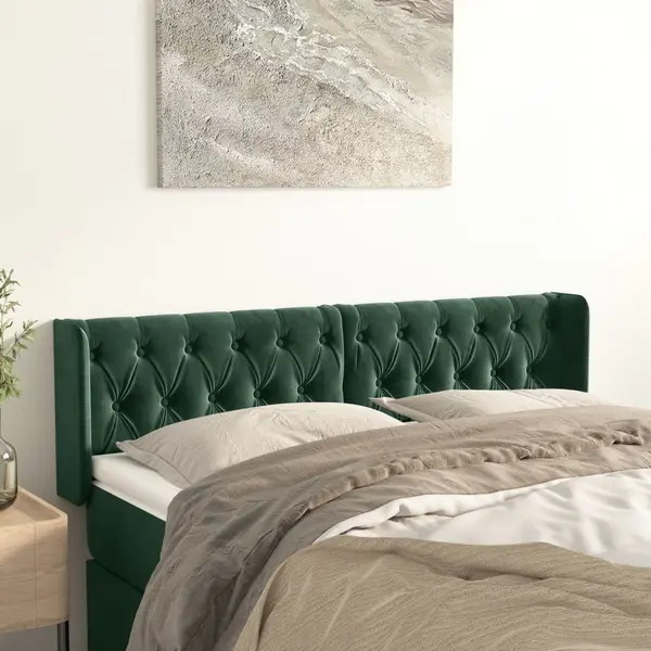 Gossi tablie de pat cu aripioare verde inchis 163x16x78/88 cm catifea
