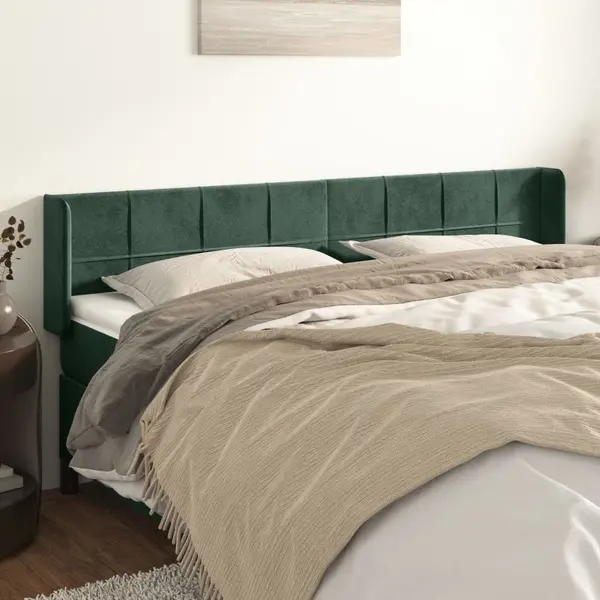 Gossi tablie de pat cu aripioare verde inchis 163x16x78/88 cm catifea