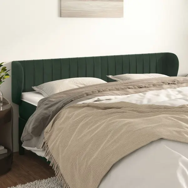 Gossi tablie de pat cu aripioare verde inchis 163x23x78/88 cm catifea