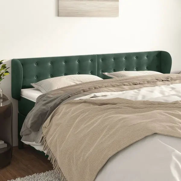 Gossi tablie de pat cu aripioare verde inchis 163x23x78/88 cm catifea