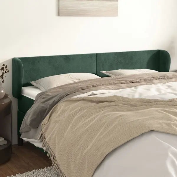 Gossi tablie de pat cu aripioare verde inchis 163x23x78/88 cm catifea