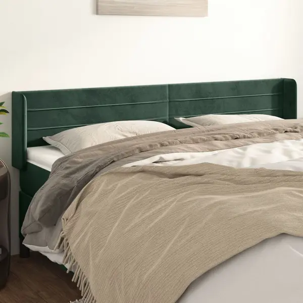 Gossi tablie de pat cu aripioare verde inchis 203x16x78/88 cm catifea