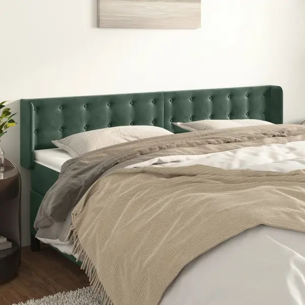 Gossi tablie de pat cu aripioare verde inchis 203x16x78/88 cm catifea