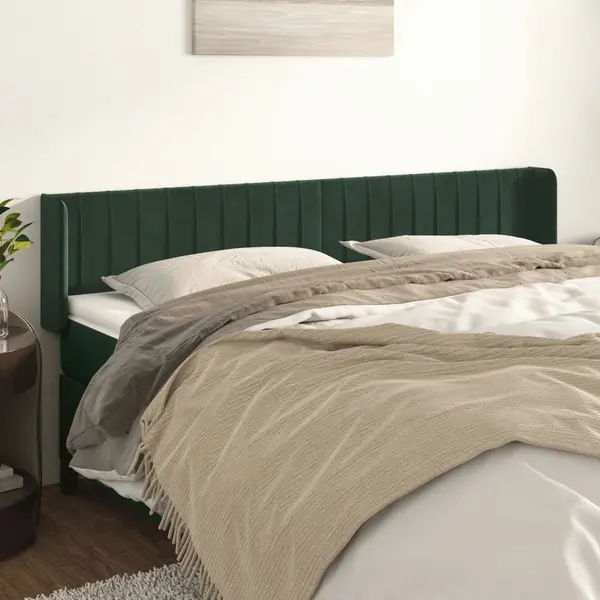 Gossi tablie de pat cu aripioare verde inchis 203x16x78/88 cm catifea