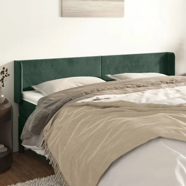 Gossi tablie de pat cu aripioare verde inchis 203x16x78/88 cm catifea